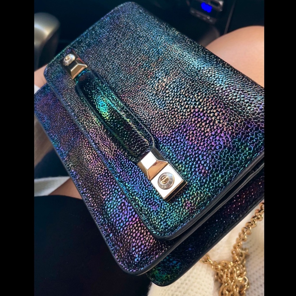 🌈 Henri Bendel Petrol RARE Carlyle Clutch Wallet on String Bag
